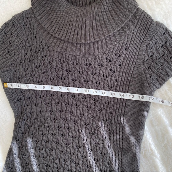 Zamba NWOT Womens Short Sleeve Tunic/Mini Dress Knit Sweater, Brown/Gray, Size 2 - Picture 7 of 9